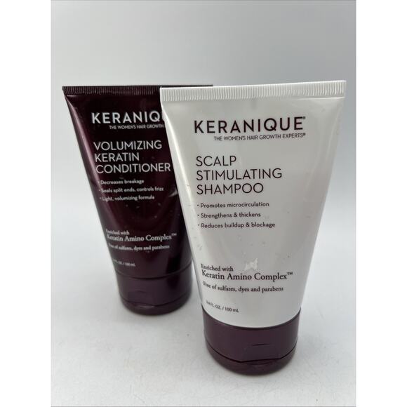 KERANIQUE Volumizing Hair Growth Shampoo Scalp Stimulating Conditioner 3.4 oz - Picture 1 of 3